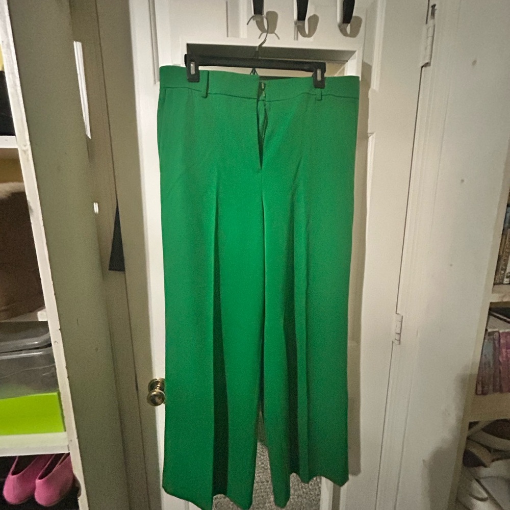 Vibrant Green Ann Taylor Wide-Leg Pants